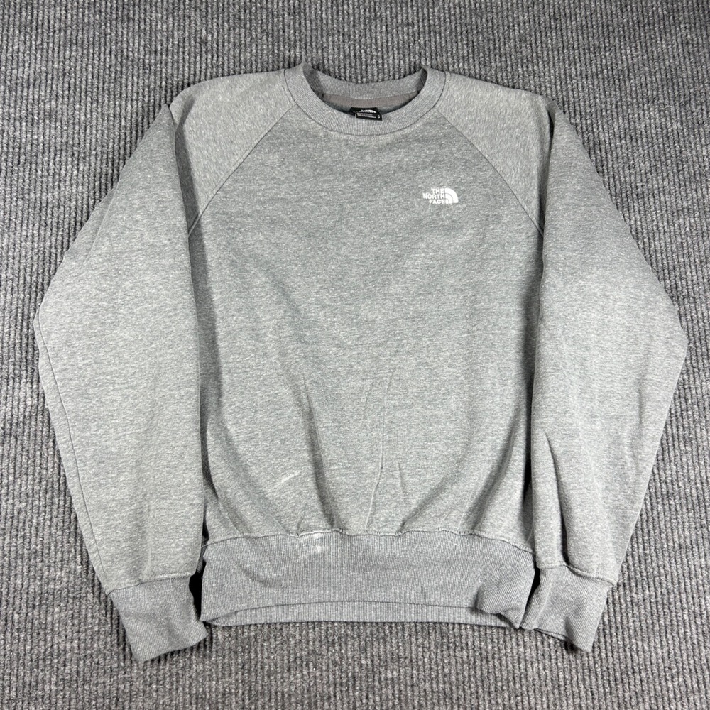 The North Face Sweatshirt Mens S Gray Raglan Sleeve Crewneck Logo